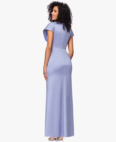 Betsy & Adam Petite V-neck Long Sheath Dress In Purple