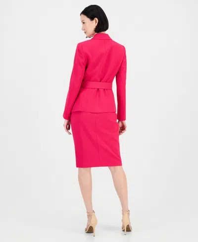 Tahari Asl Women's Asymmetrical Belted Jacket & Pencil Skirt Suit Set In Pink
