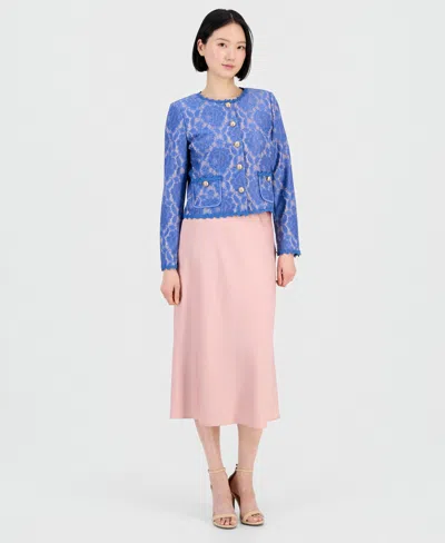 Tahari Asl Women's Bonded Lace Long-sleeve Jacket In Blue