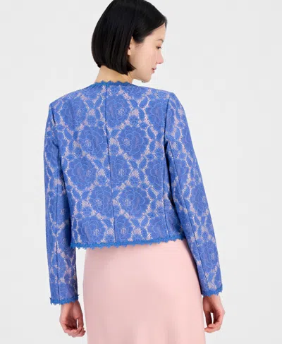 Tahari Asl Women's Bonded Lace Long-sleeve Jacket In Blue