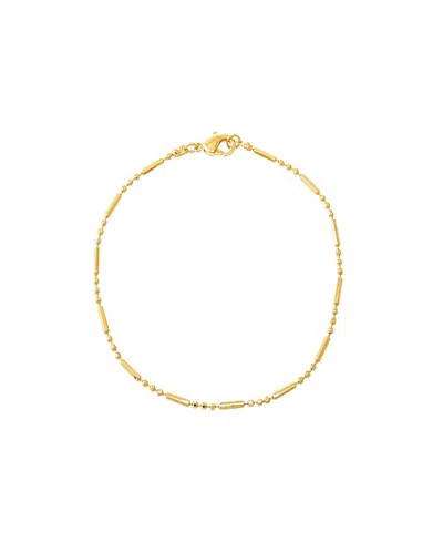 By Adina Eden Solid Bar X Ball Gold Plated Chain Bracelet In Brown