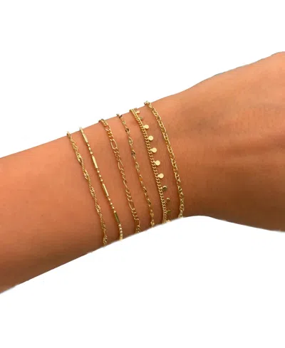 By Adina Eden Solid Bar X Ball Gold Plated Chain Bracelet In Brown