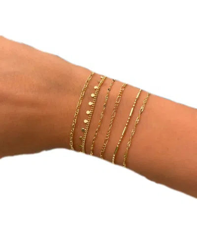 By Adina Eden Solid Bar X Ball Gold Plated Chain Bracelet In Brown
