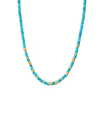 By Adina Eden Turquoise Beaded With Gold Accent Choker Necklace In Brown