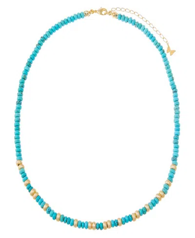 By Adina Eden Turquoise Beaded With Gold Accent Choker Necklace In Brown