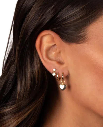 By Adina Eden A Touch Of Hearts Gold Plated Earring Combo Set In Brown