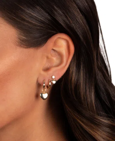 By Adina Eden A Touch Of Hearts Gold Plated Earring Combo Set In Brown