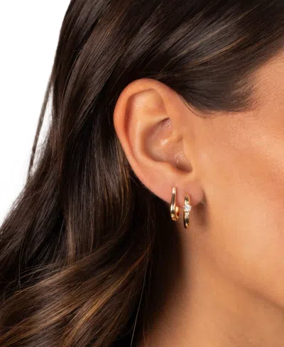 By Adina Eden The Ovals Gold Plated Huggie Earring Combo Set In Brown