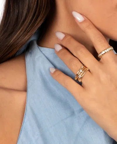 By Adina Eden Cubic Zirconia Gold Plated Graduated Scattered Bezel Ring In Brown