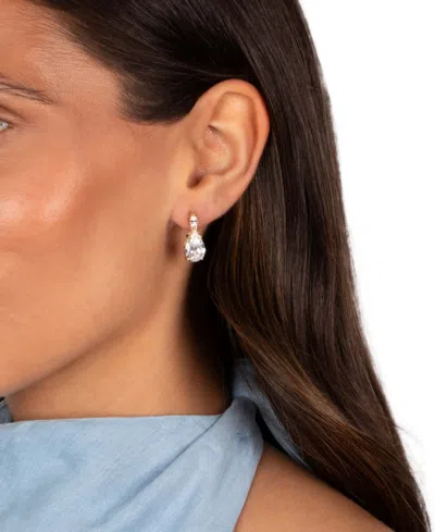 By Adina Eden Fancy Cubic Zirconia Gold Plated Marquise X Pear Dangle Stud Earrings In Brown