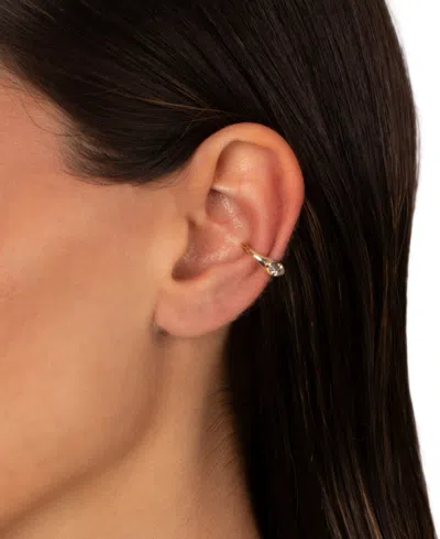 By Adina Eden Cubic Zirconia Gold Plated Gold Plated Marquise Bezel Cuff Earrings In Brown