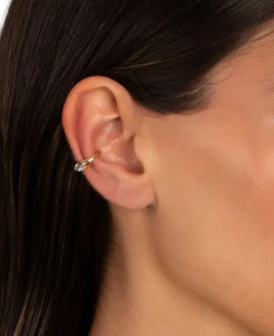 By Adina Eden Cubic Zirconia Gold Plated Gold Plated Marquise Bezel Cuff Earrings In Brown