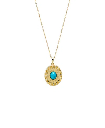 By Adina Eden Round Turquoise Stone Coin Necklace In Brown