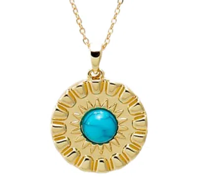 By Adina Eden Round Turquoise Stone Coin Necklace In Brown