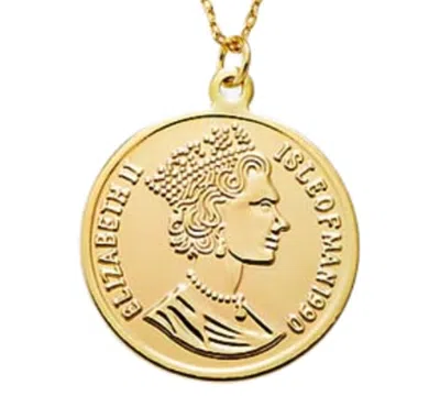 By Adina Eden Large Vintage Gold Plated Coin Pendant Necklace In Brown