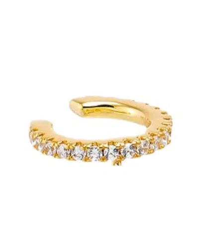 By Adina Eden Cubic Zirconia Gold Plated Tennis Short Drop Cuff Earrings In Brown