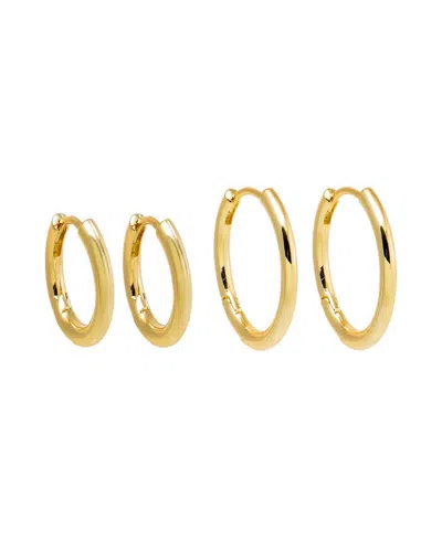 By Adina Eden Solid Thin Rounded Gold-plated Hoop Combo Set Earring In Gold