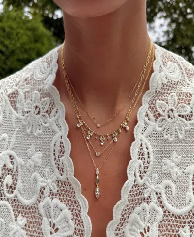 By Adina Eden Multi Cubic Zirconia Bezel Accented Link Necklace In Gold