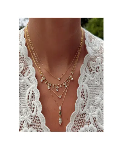 By Adina Eden Multi Cubic Zirconia Bezel Accented Link Necklace In Gold