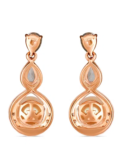 Le Vian Freshwater Pearl (6-7mm), Morganite (0.50 Ct. T.w.) & Diamond (0.13 Ct. T.w.) Earrings In 14k Strawb In Brown