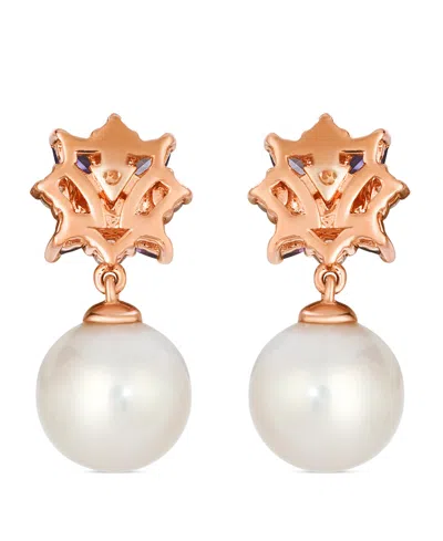 Le Vian Freshwater Pearl (8-9mm), Amethyst (0.12 Ct. T.w.), Rhodolite (0.18 Ct. T.w.), & Diamond (0.20 Ct. T In Brown