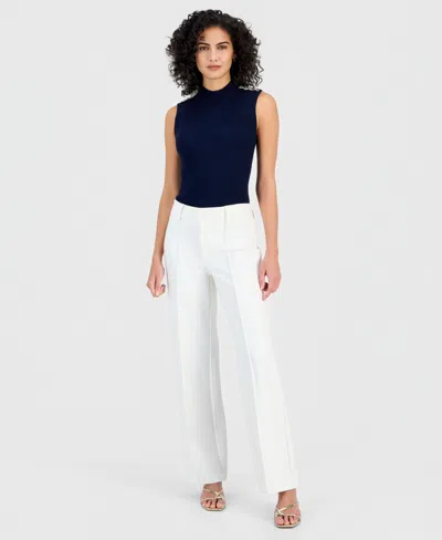 T Tahari Women's High-rise Wide-leg Ankle Pants In White