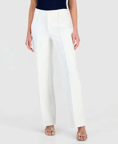 T Tahari Women's High-rise Wide-leg Ankle Pants In White