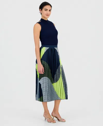 T Tahari Women's Pull-on Pleated Midi Skirt In Multi