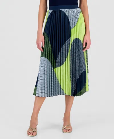 T Tahari Women's Pull-on Pleated Midi Skirt In Multi
