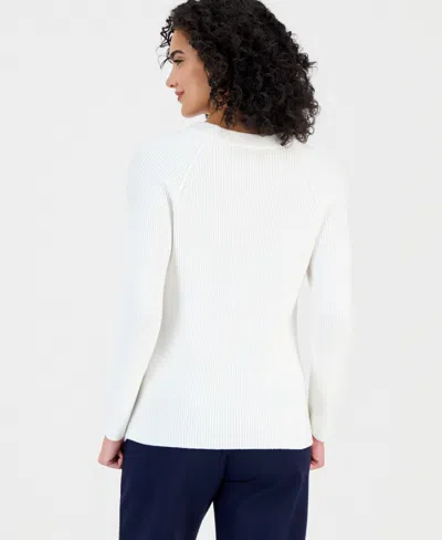 T Tahari Women's Studded Crewneck Sweater In White