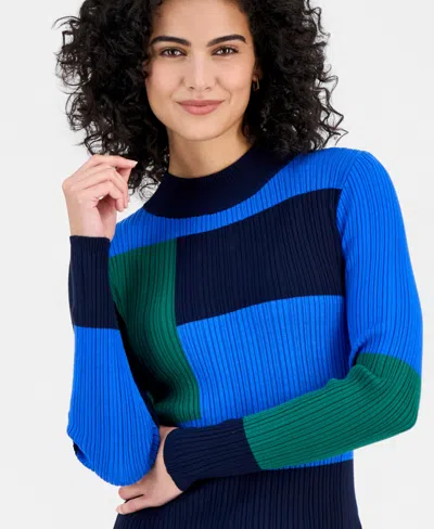 T Tahari Women's Mock-neck Colorblocked Sweater In Multi