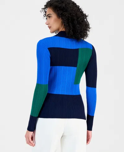 T Tahari Women's Mock-neck Colorblocked Sweater In Multi