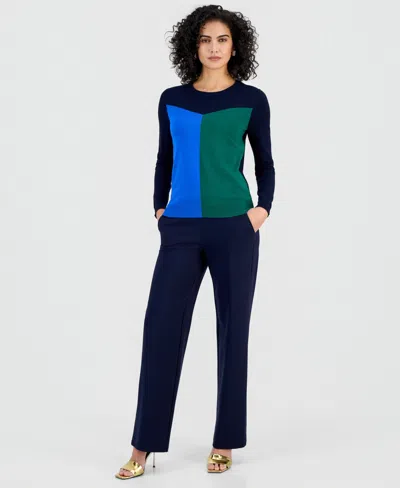 T Tahari Women's Colorblocked Crewneck Sweater In Multi