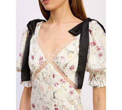 En Saison Women's V-neck Short-sleeve Midi Dress In Multi