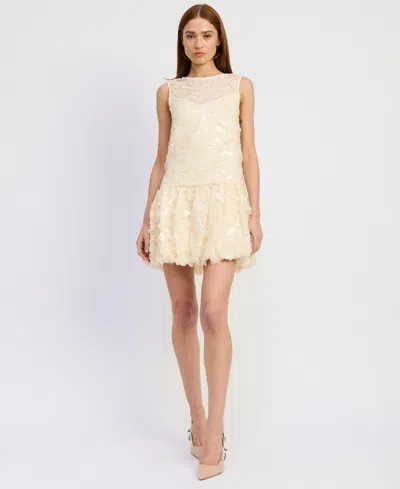 En Saison Emryn Sequin Bubble Minidress In Neutral