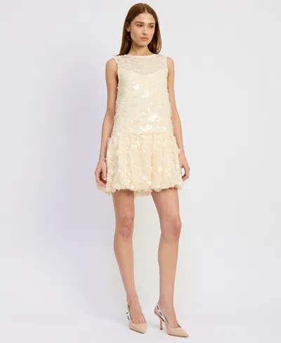 En Saison Emryn Sequin Bubble Minidress In Neutral