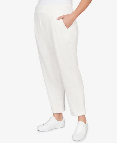 Ruby Rd. Plus Size Ultra Soft Knit Cuffed Ankle Pants In White