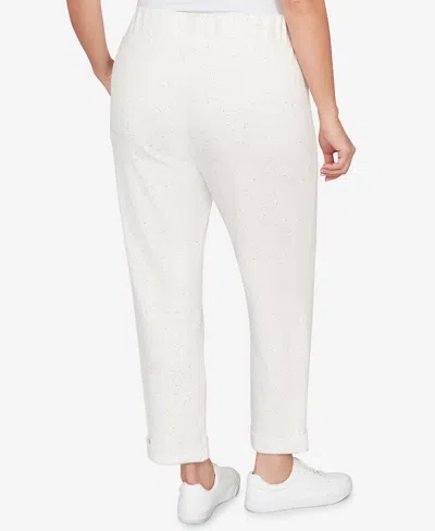 Ruby Rd. Plus Size Ultra Soft Knit Cuffed Ankle Pants In White