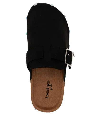 Bebe Girls' 1-13 Buckled Details Slip-on Shimmer Clogs In Black