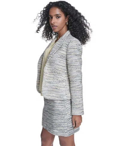 Calvin Klein Petite Cropped Tweed Jacket In Gray