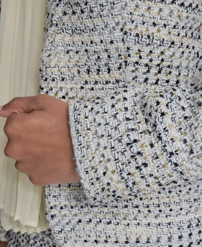 Calvin Klein Petite Cropped Tweed Jacket In Gray