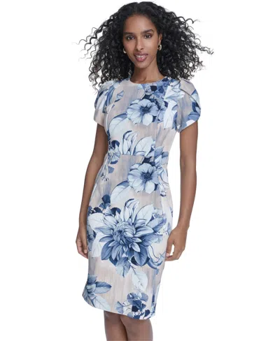 Calvin Klein Petite Printed Short-sleeve Midi Dress In Multi