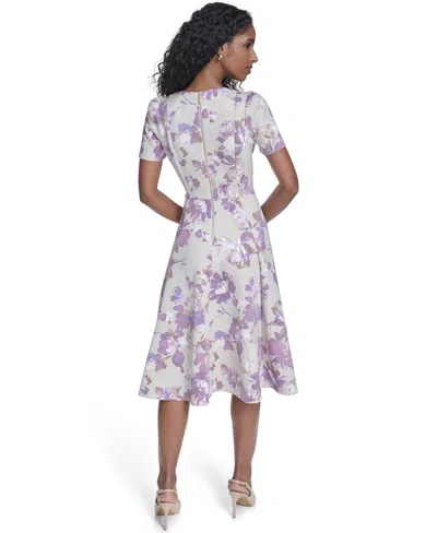 Calvin Klein Women's Short-sleeve Scuba Midi Dress In Multi