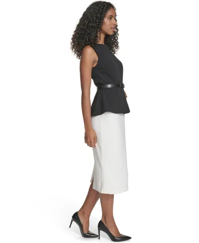 Calvin Klein Women's Crewneck Color-block Midi Dress In Multi