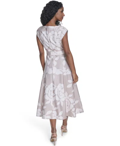 Calvin Klein Women's Scuba Belted V-neck Midi Dress In Multi