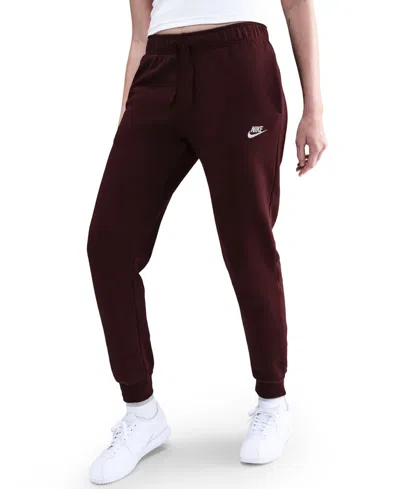 Nike Women's Sportswear Club Fleece Mid-rise Joggers In Brown