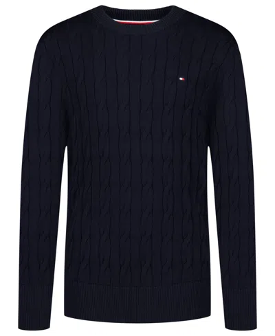 Tommy Hilfiger Boys 8-20 Cable Crewneck Sweater In Blue