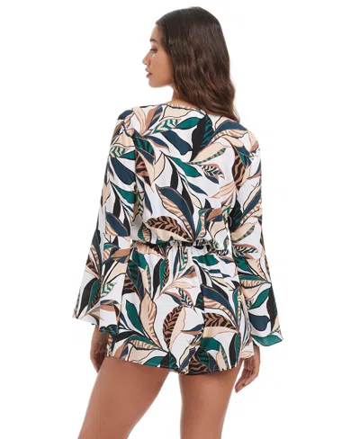 Bar Iii Women's Safari Chic Wrap Long-sleeve Romper, Macy's Exclusive In Multi