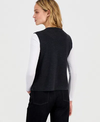 Eileen Fisher Women's Merino Wool V-neck Button Vest In Gray