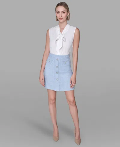 Karl Lagerfeld Women's Tweed Mini Skirt In Blue